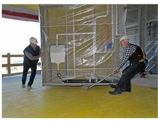 Positionierung des Fertigbades in der Etage