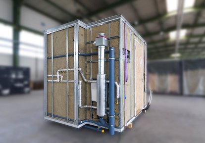 Komplettes Fertigbad mit System Nasszelle mit vertikalen Anschlusselementen