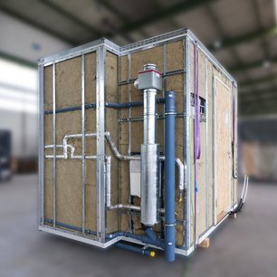 Komplettes Fertigbad mit System Nasszelle mit vertikalen Anschlusselementen